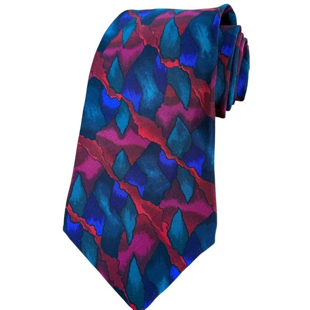 J. Jerry Garcia Vintage Colorful Gemstone 100% Silk USA Made Neck Tie 3.75"